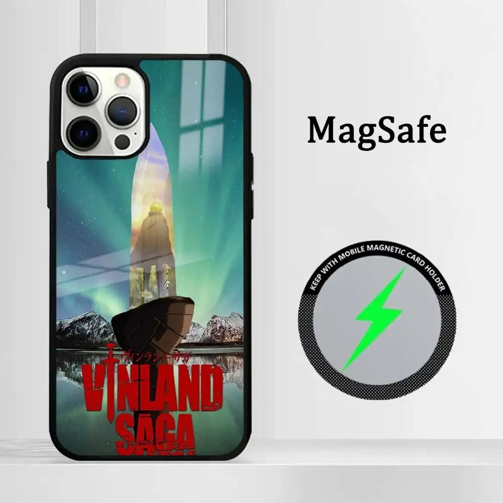 

V-Vinland Saga Anime Phone Case Magnetic Glass Phone Case For Iphone 16 15 14 12 11 13 Pro Max Mini Puls Cover