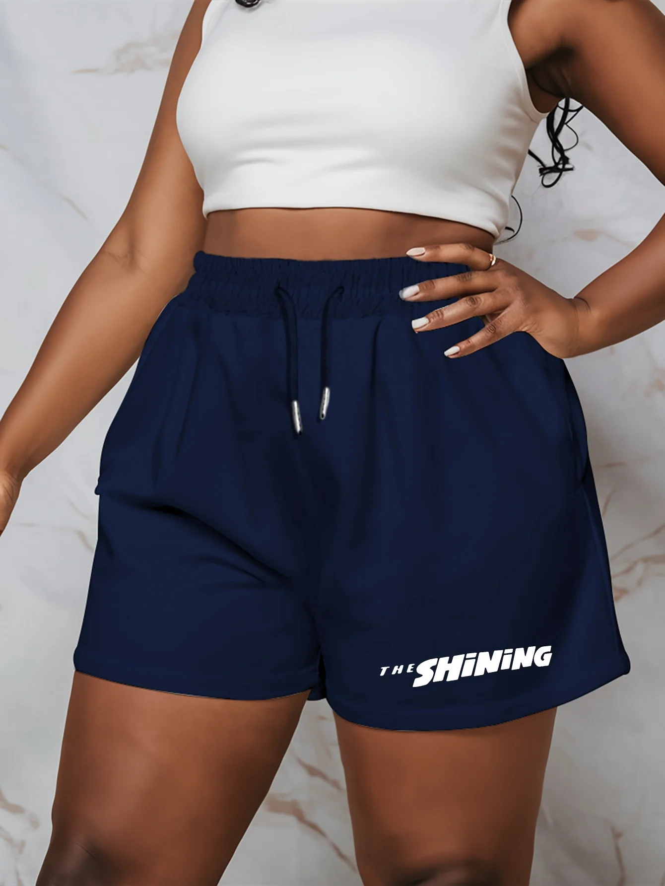 Women's Pattern Sports Shorts Summer Versatile Mid Length Pants Fashionable Outerwear Five Quarter Pants Summer Beach Pants
