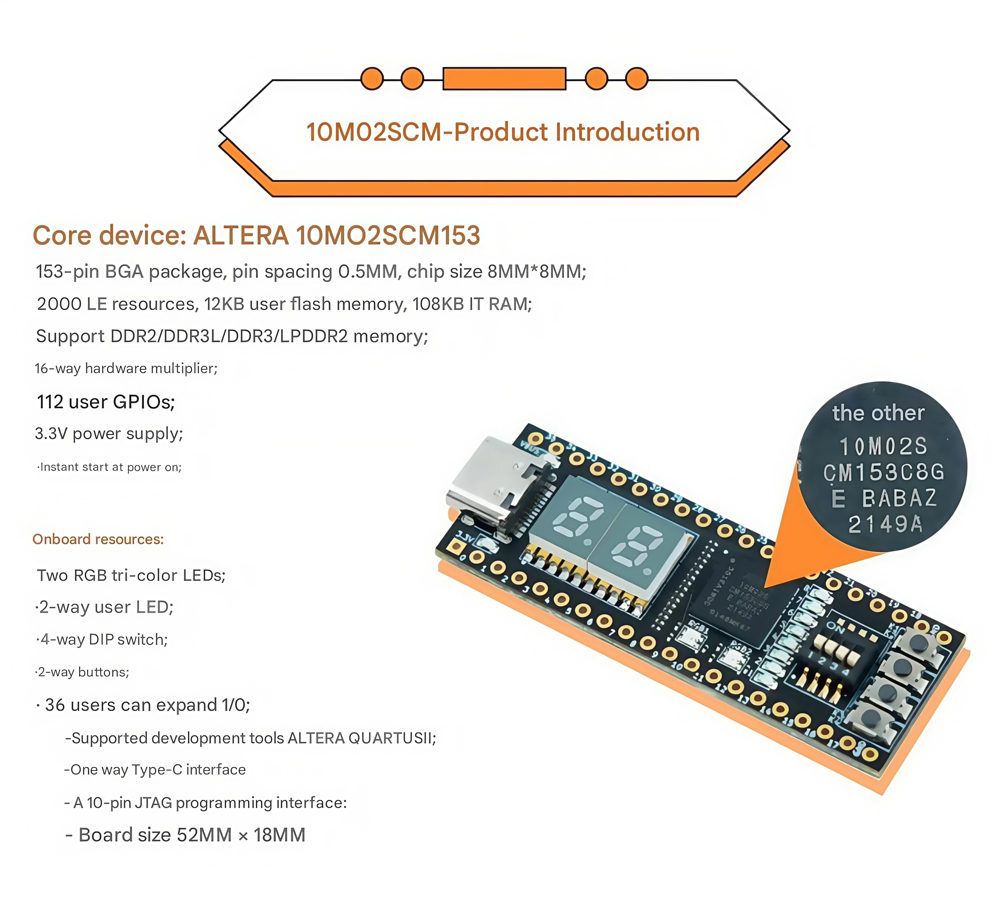 AlteraMAX10 step FPGA development board 10M02SCM/10M08SAM