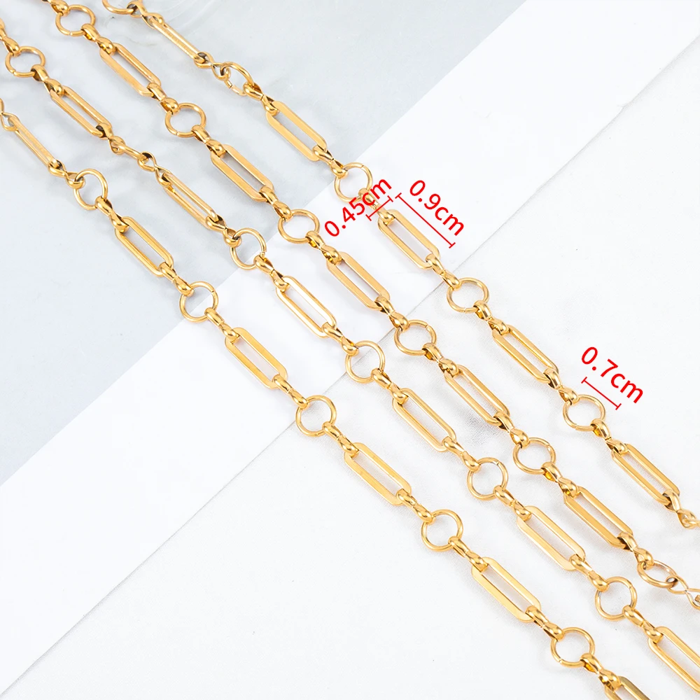1Meter Stainless Steel Love Heart Chain Long Bar Frame Circle Chain for DIY Necklace Bracelet Chain Jewelry Making Accessories