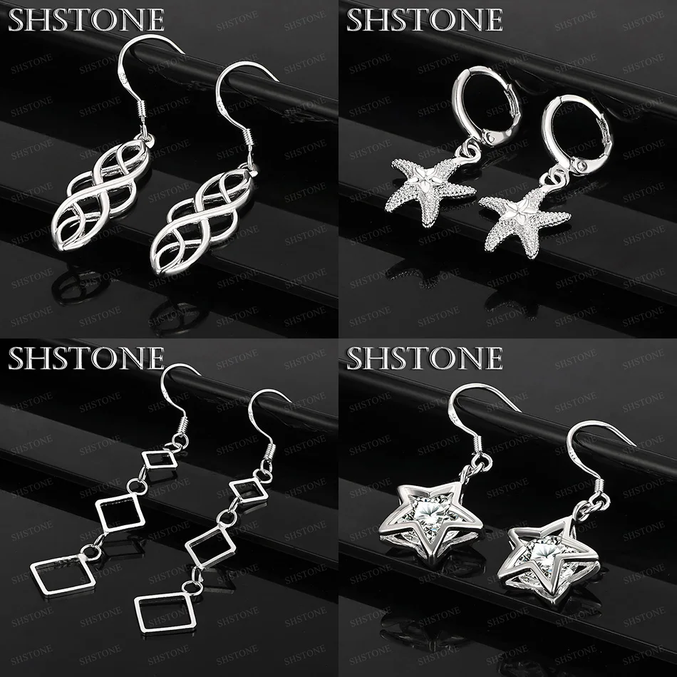 

Pretty 925 Sterling Silver Square Star Starfish Geometry Drop Earrings Lady Engagement Party High Quality Jewelry Accessories