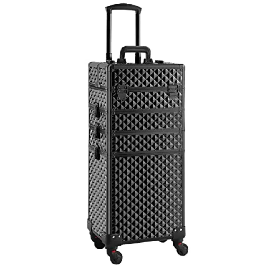 

Rolling Makeup Case 4 in 1Professional Makeup Train Case organizers Large Storage Cosmetic case Trolley Makeup Travel Case for