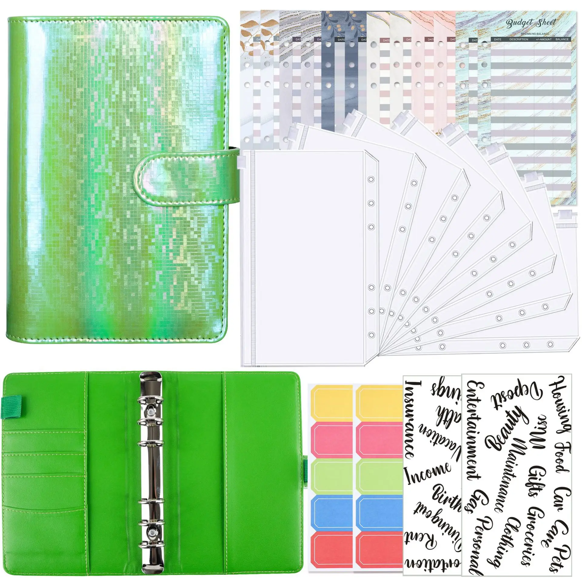 NEW A6 Money Budget Planner Binder With Zipper Envelopes, Cash Envelopes For Budgeting, Money Organizer For A6 Cash Budget Binde