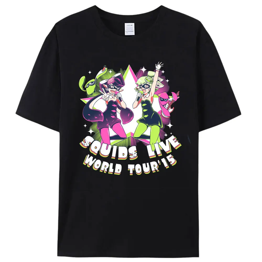 

Squids live world tour Videogame Splatoon Gift T shirt Anime Graphic Print Y2k Clothes 100% cotton Cartoon Tee All size Tops