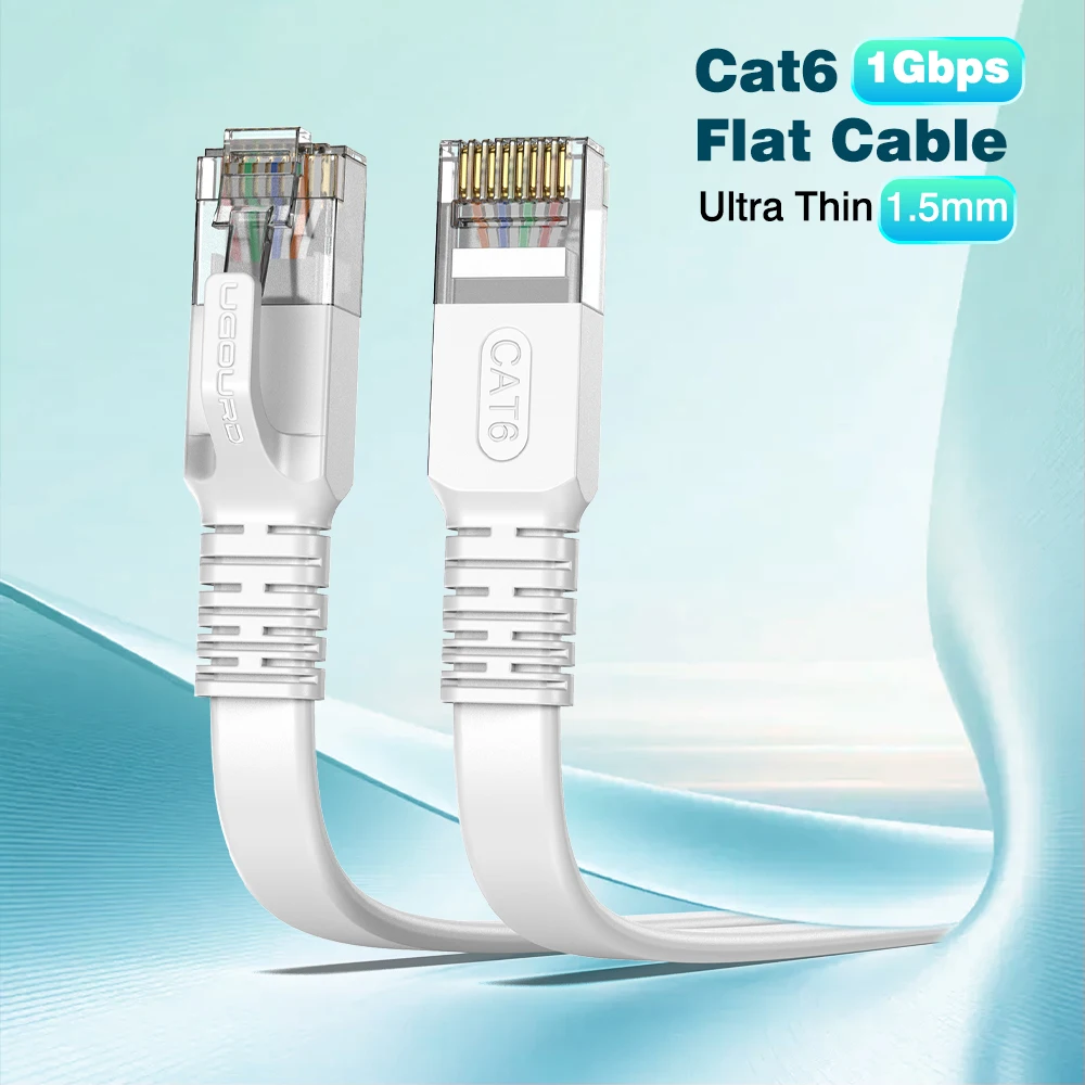 Cat6 Flat Ethernetkabel 1Gbps 1000Mbps Cat 6 RJ45 LAN Patchkabel Hoge Snelheid Laag Profiel Internetkabel voor Xbox Router Smart TV