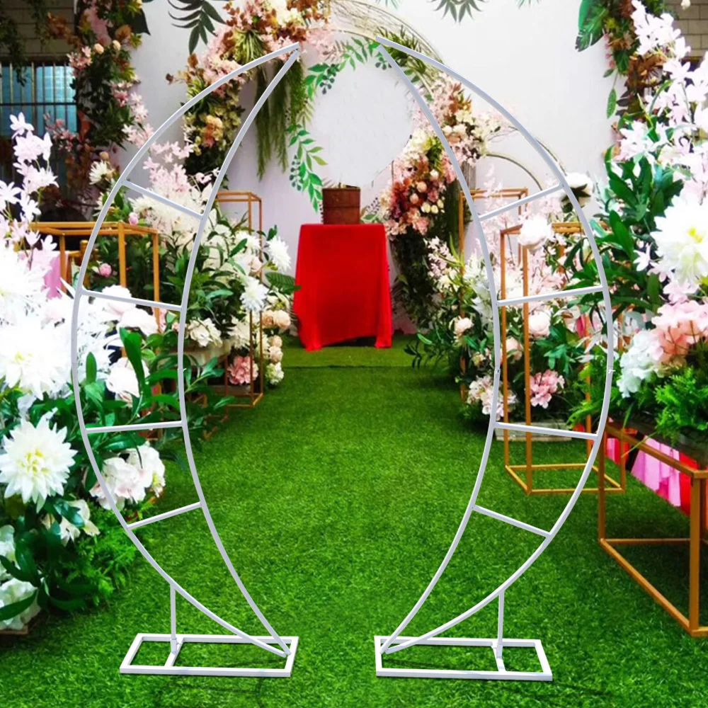 

2.2m/6.6ft 2PCS Wedding Arch Stand, Metal Crescent Moon Wedding Arch Frame Party Framework Stand for Party Event Decoration