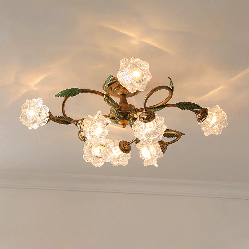 

Bedroom lamp medieval pastoral crystal flower living room study atmosphere simple retro personality master bedroom dining room