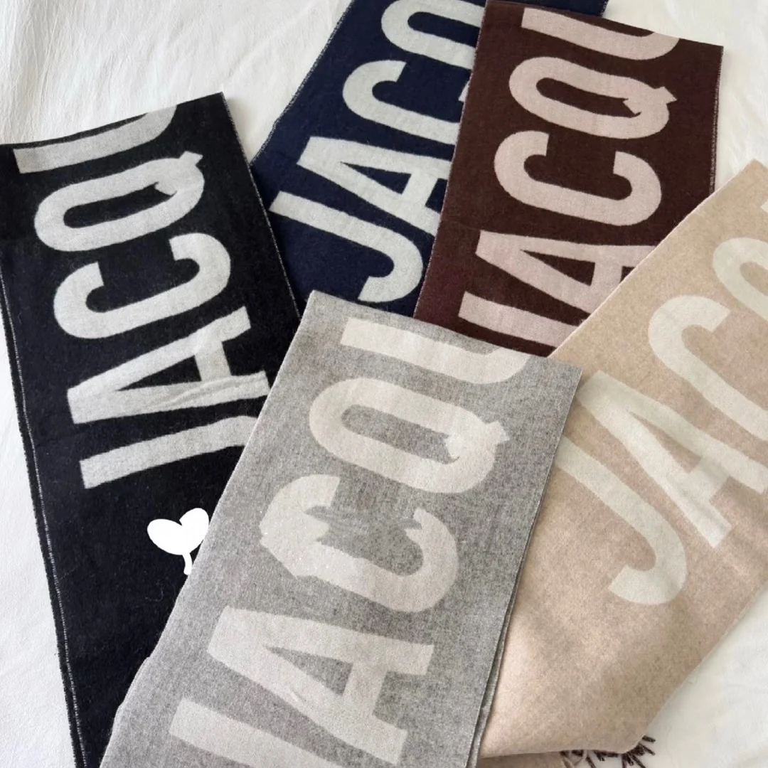 

2025 зимний новый мягкий клейкий женский шарф из овечьей шерсти, шерстяной жаккардовый утолщенный теплый верхний платок с надписью, шаль, приятный для кожи шарф