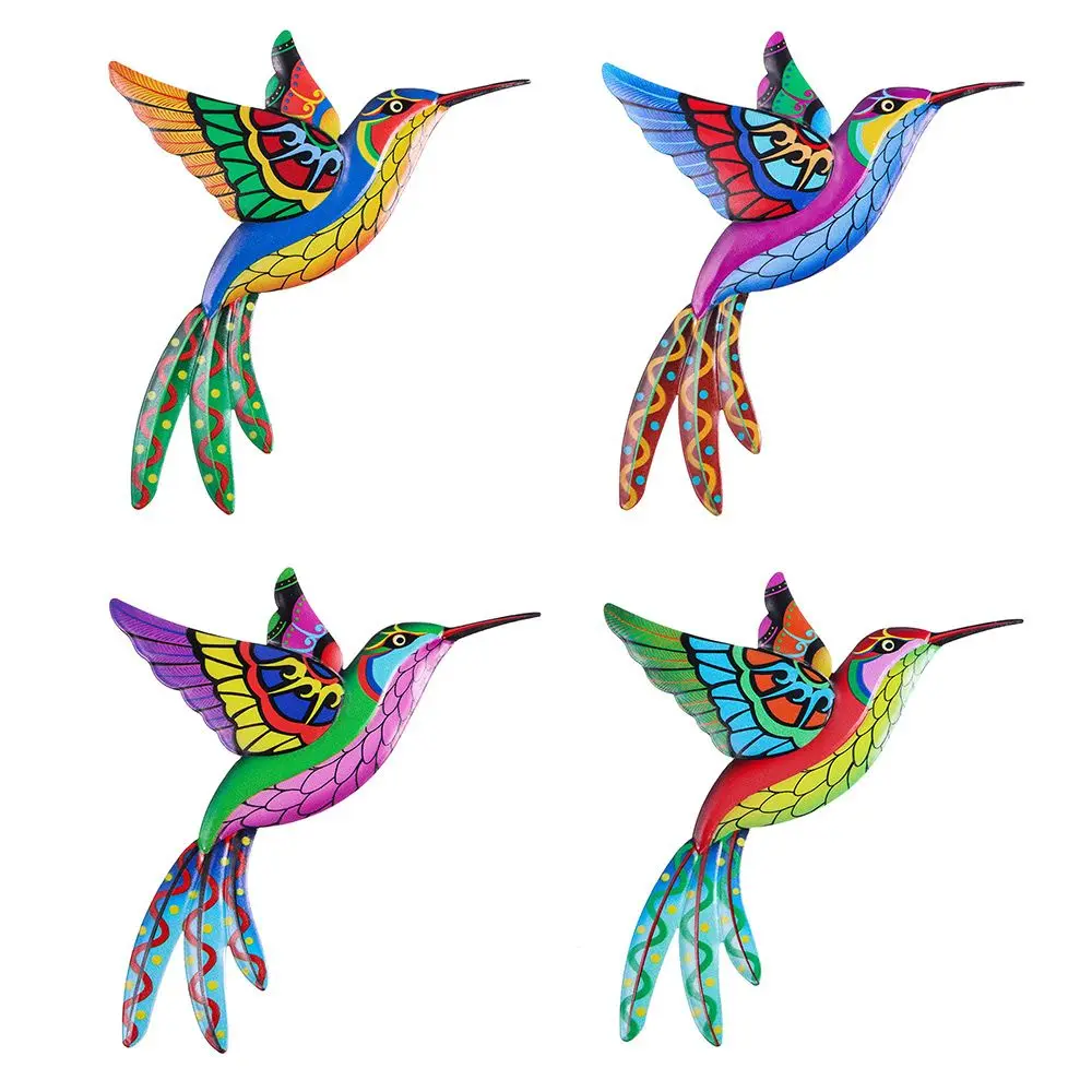 Portable Indoor Outdoor Artwork Statue Living Room Garden Backyard Art Craft Sculptures Wall Decoration Metal Hummingbird