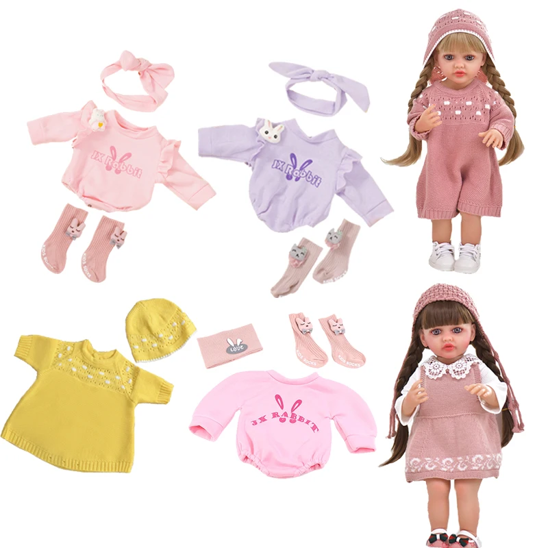 22inch Reborn Doll Clothes DIY Knitting Dress Accessories For 55cm Baby Dolls Kid Reborn Dolls Clothes Objects Gift Toys