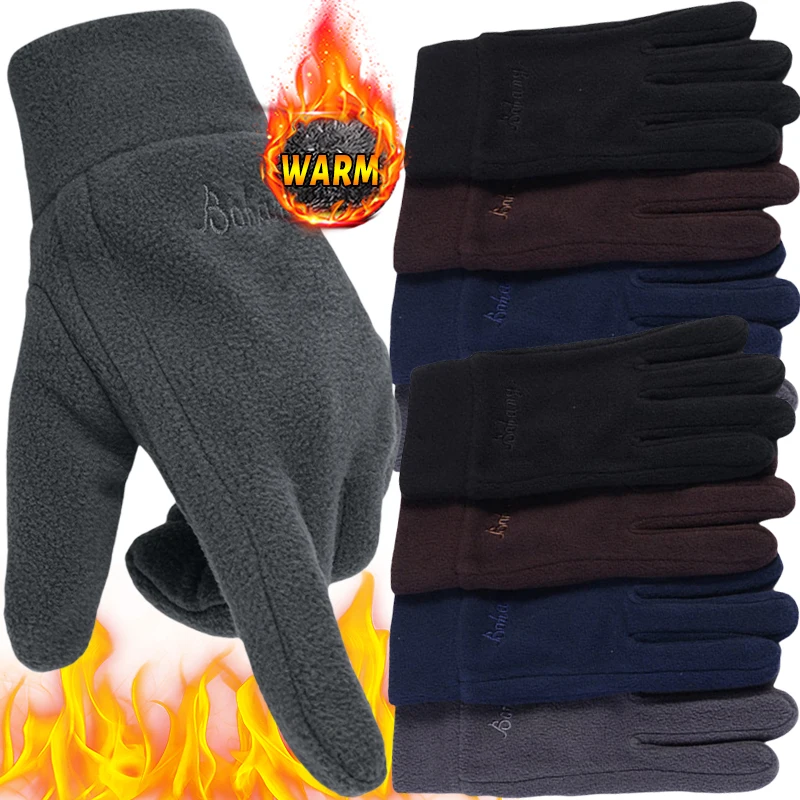 Verdickte Fleece-Handschuhe für Männer und Frauen, Winter, warm, Thermo-Vollfinger-Handschuh, Outdoor, winddicht, Laufen, Skifahren, Radfahren