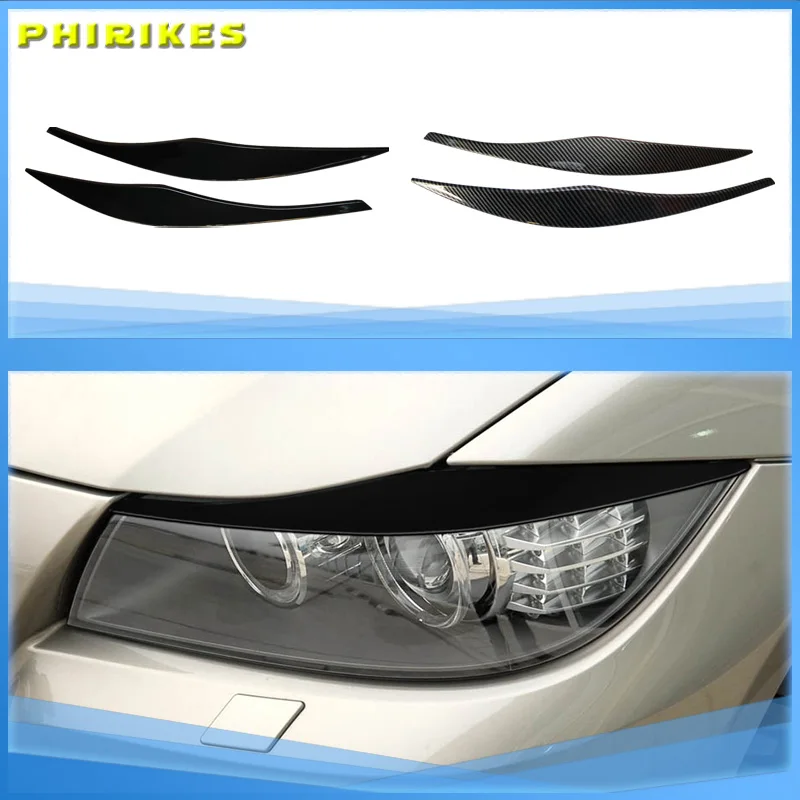 2 Stück ABS Glänzend Schwarze Scheinwerfer-Augenbrauen für BMW 3er Serie E90 E91 2005 2006 2007 2008 2009 2010 2011 Limousine / Touring