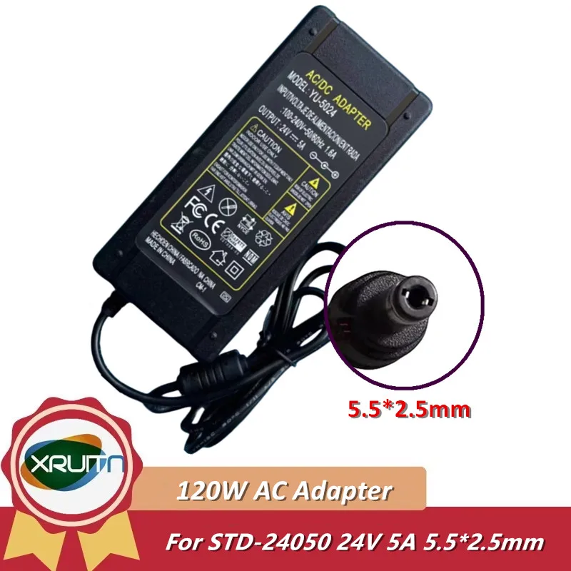 

New 24V 5A 120W 5.5x2.5mm AC Adapter For ADAPTER TECH STD-24050 Power Supply Charger