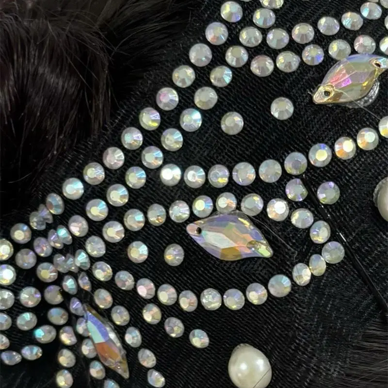 أغطية الرأس للتزلج على الجليد، أغطية الرأس لأداء الرأس للطلاب، إكسسوارات عصرية متعددة الاستخدامات من اللؤلؤ