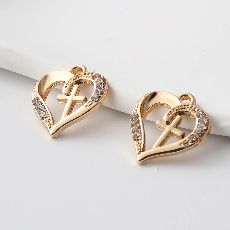 10pcs Religious Cross Heart Enamel Charms Sweet Christian Peace And Love Pendants For DIY Jewelry Making Earrings Accessories