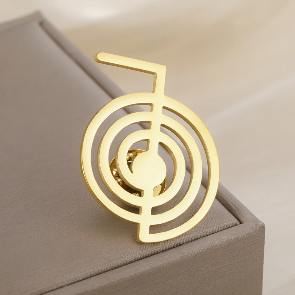 Dawapara Cho Ku Rei Brosche Pins Heilung Symbol Yoga Spiritueller Schmuck Reiki Chokurei Heilige Geometrie Edelstahl Zubehör – Detail 7