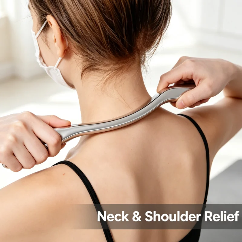 Stainless Steel Fascia Massage Tool With Ergonomic Curved Design For Muscle Relaxation And Sports Recovery Therapy