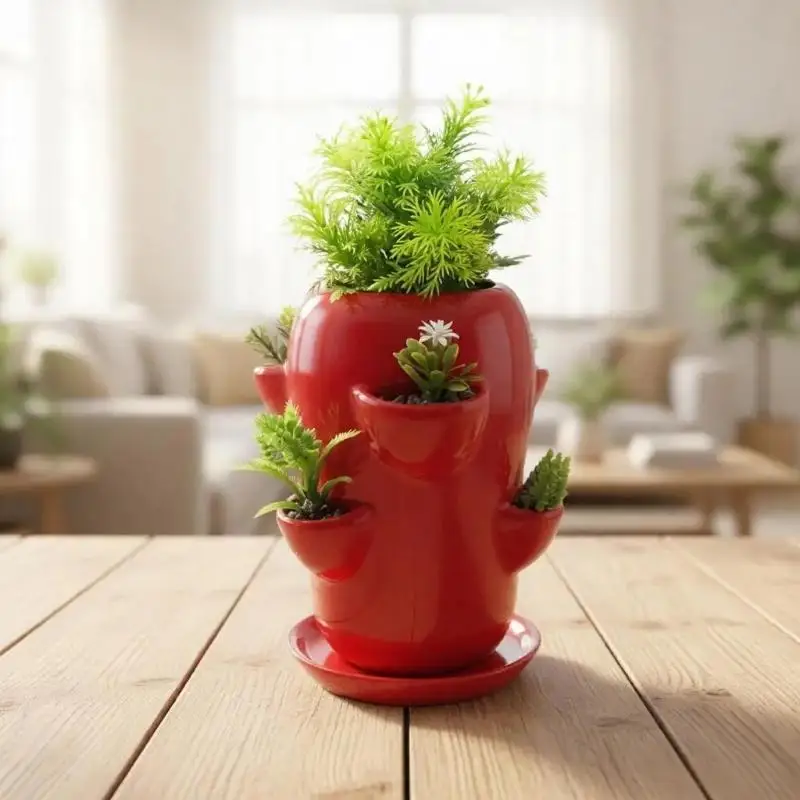 E8BD Ceramic Herb Holder with Side Openings for Balcony Window Use