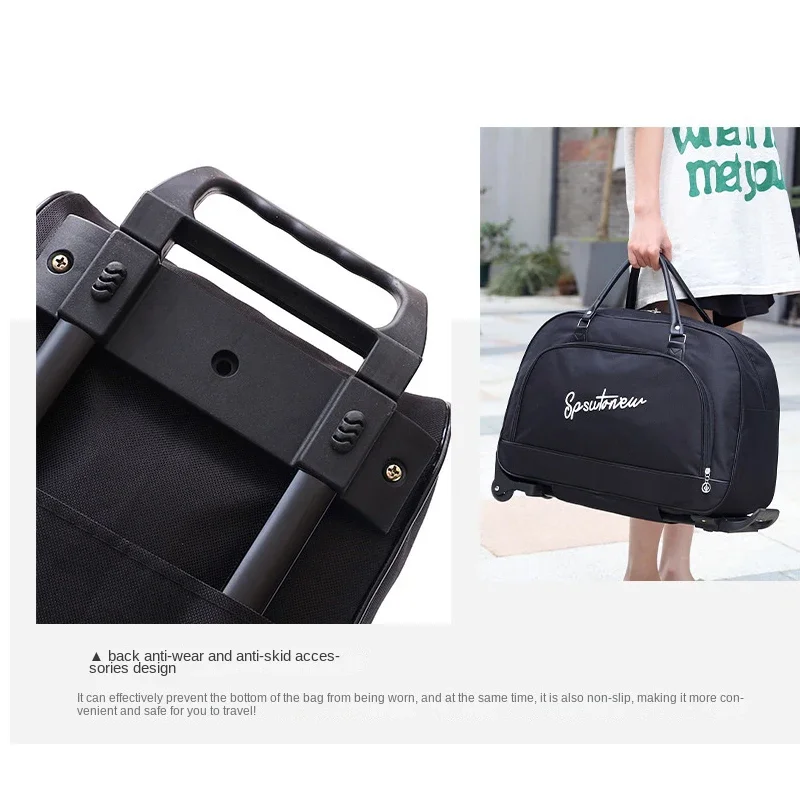 حقيبة بعجلات مع عجلات حقيبة سفر سعة كبيرة الأمتعة حقائب واق من المطر قابلة للطي المقصورة النساء الرجال حقائب اليد تحمل على الحقائب #4