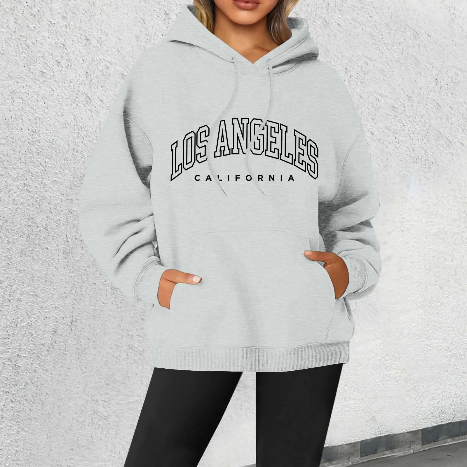 Los Angeles California Hoodies Women Fashion Novelty Casual Hooded Basic All Match Sweatshirt Warm Comfortable Fleece New Hoody