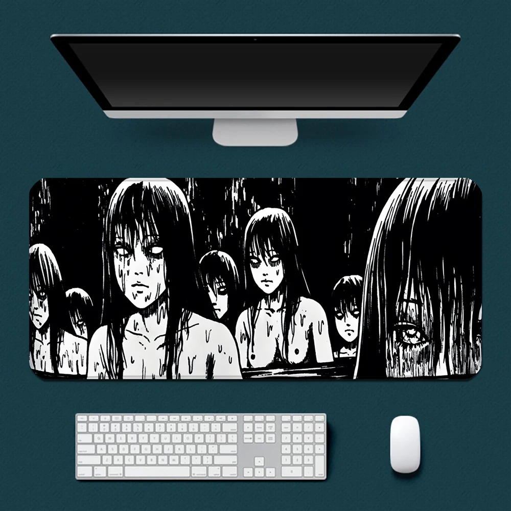 Junji ito horror comics mousepad impressão hd computador gamers borda de bloqueio antiderrapante mouse pad xxl90x40cm teclado pc mesa almofada