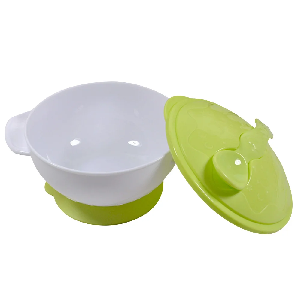 

Suction Baby Feeding Bowls Toddler Spill Proof Set Green Lightweight PP Material Suction Base Spoon Fits Lid Slot