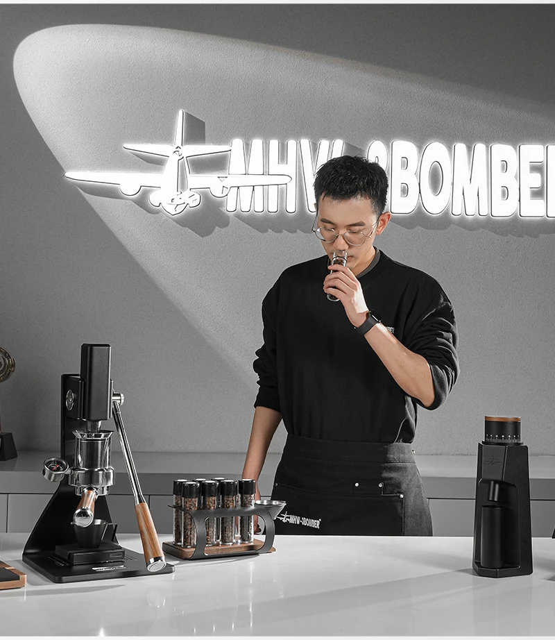 MHW-3BOMBER Coffee Bean Cellars Tubes Single Dose Coffee Bean Storage with 8 Tubes with Exhaust Valve Shelf & Funnel Cafe Tools