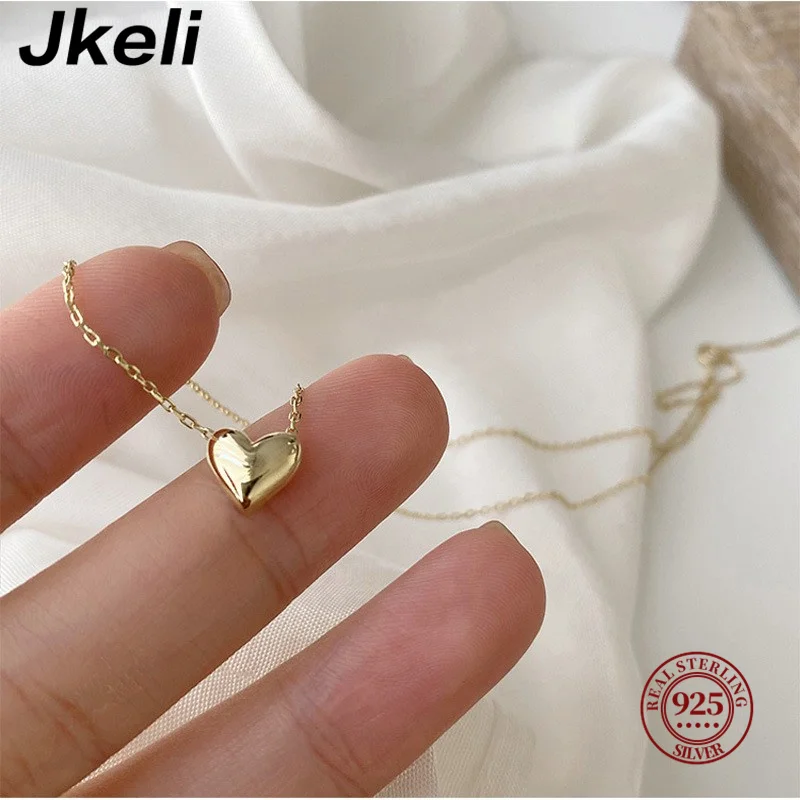 Jkeli S925 Silver New Fashion Trend Unique design elegant delicate heart love Zircon collarbone necklace for ladies cute jewelry