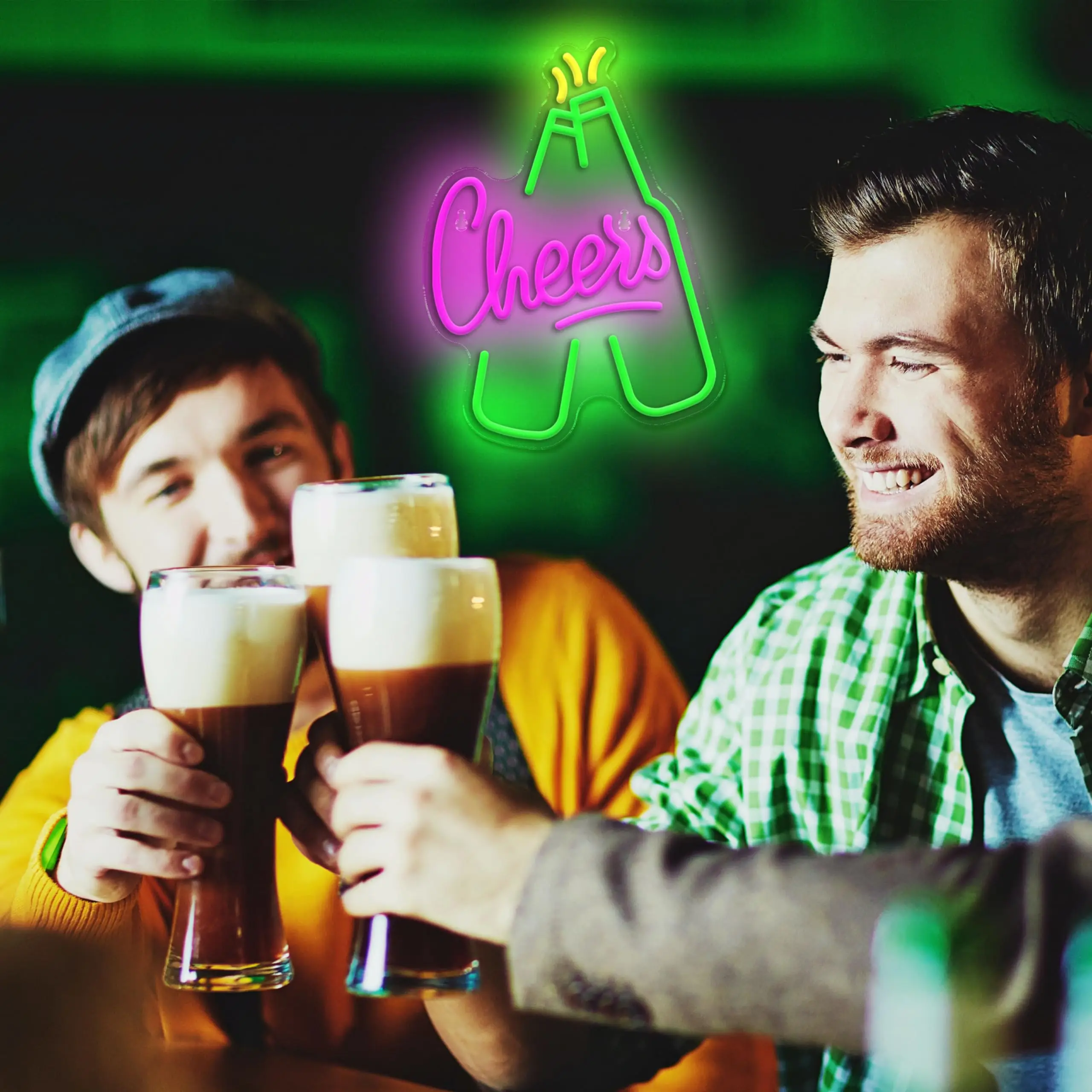 Beer Neon Sign,Beer Shape Cheers Led Sign Bar Neon Light for Wall Decor,USB Powered Neon Signs for Home Bar bedroom Pub Holiday