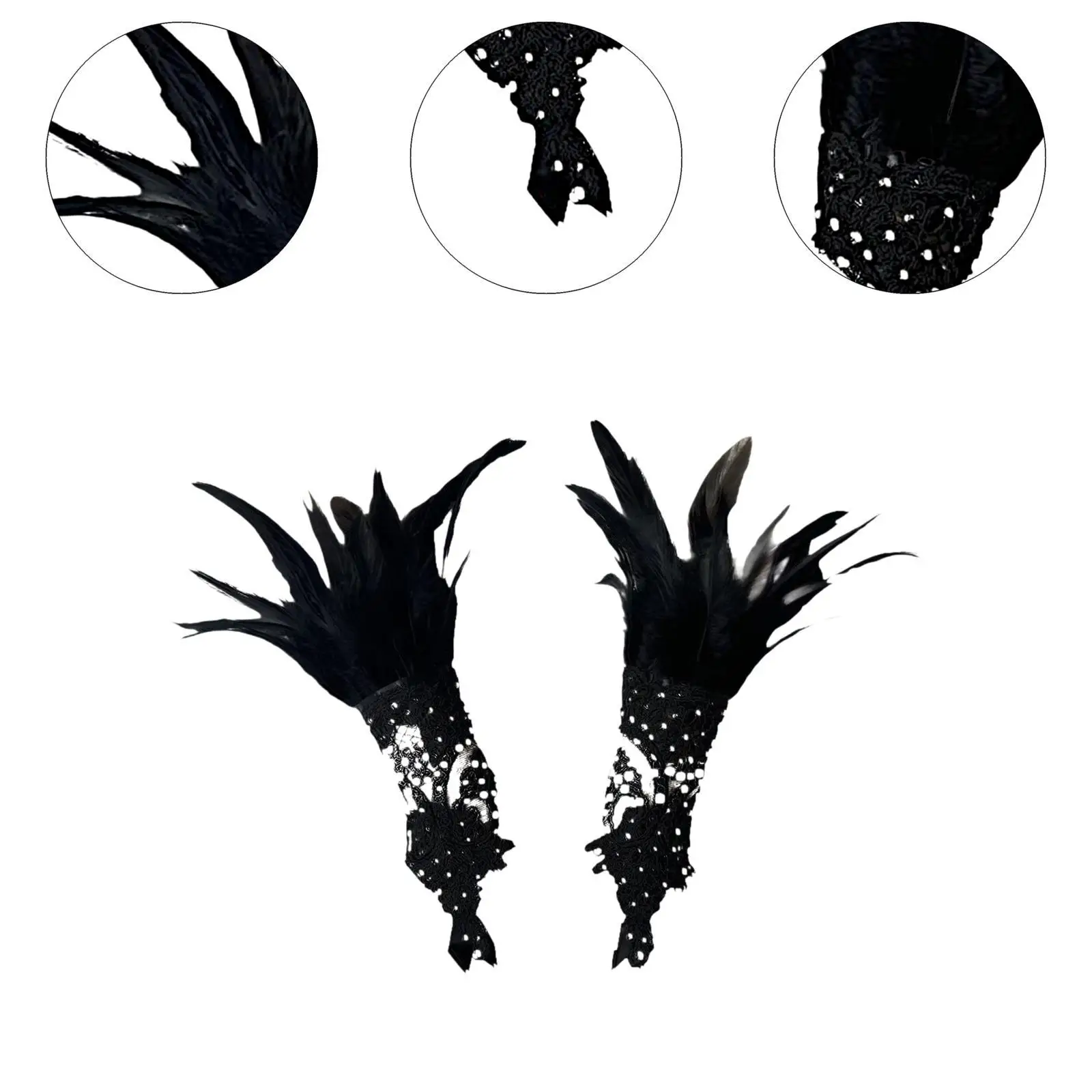 Punk Gothic Gloves Lightweight Simple Adjustable Breathable Lace Fingerless Gloves for Prom Showgirl Party Halloween Stage Show