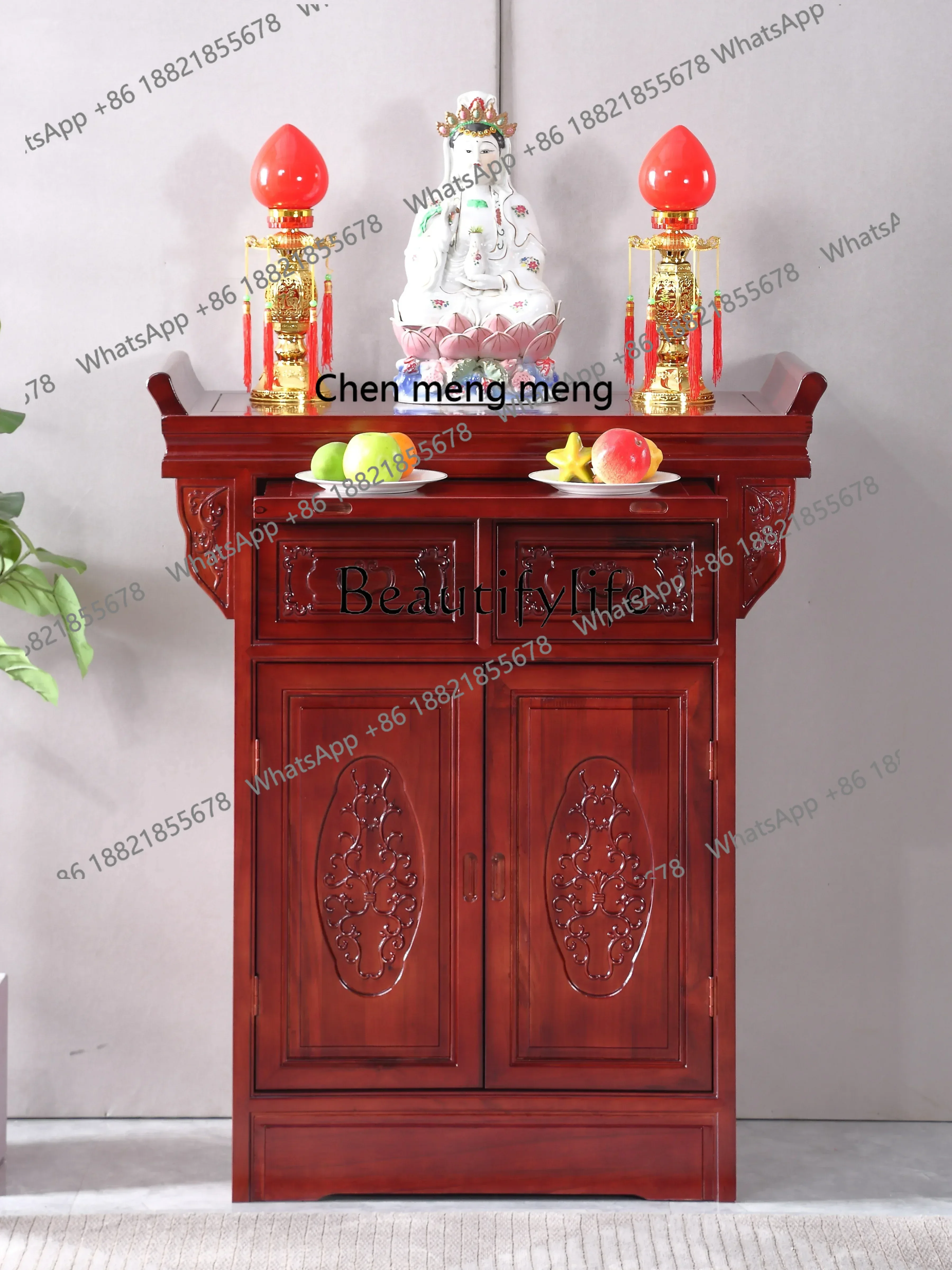 

X Camphor Wood Solid Wood Altar Altar Home Worship Table Incense Burner Table Chinese Style Table for God of FortuneA