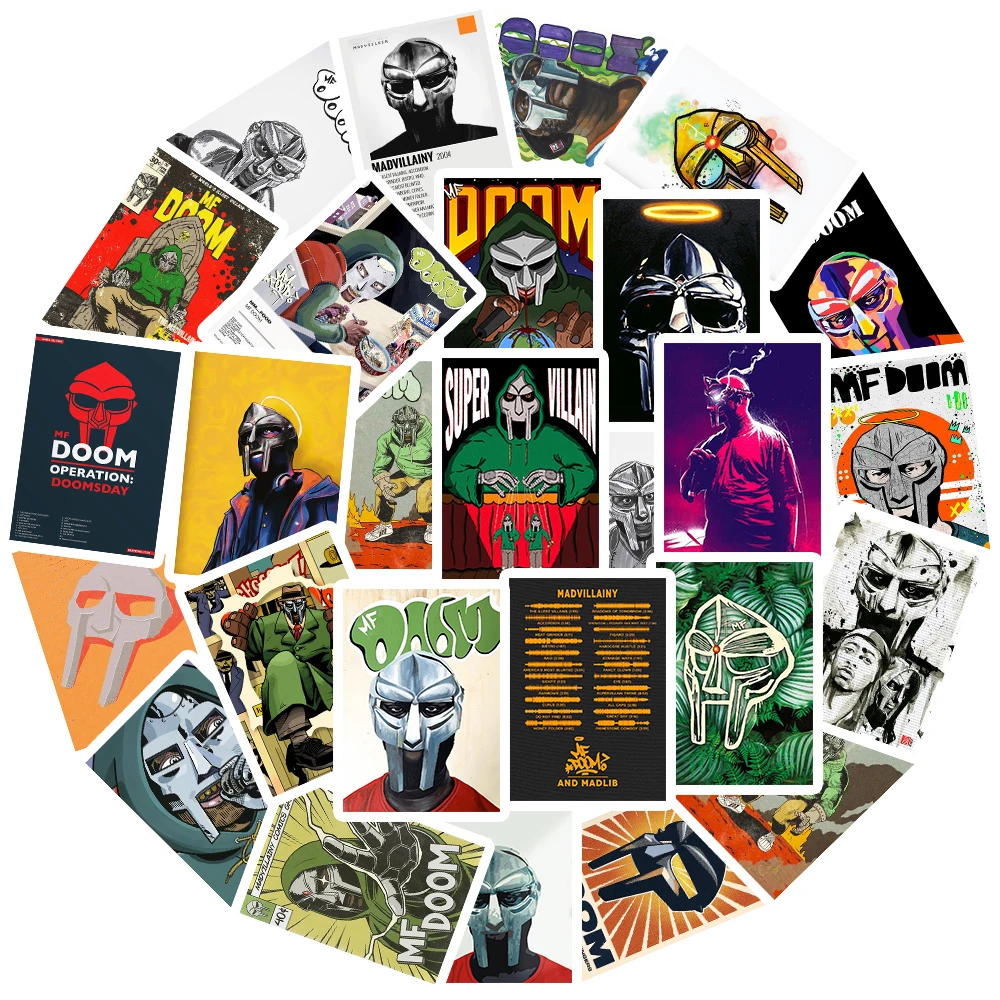 25PCS Hip Hop Rapper Mf Doom Stickers Singer Fan Gift DIY Decoration Phone Cup Luggage Scrapbook Laptop Helment Guitar Toy Decal