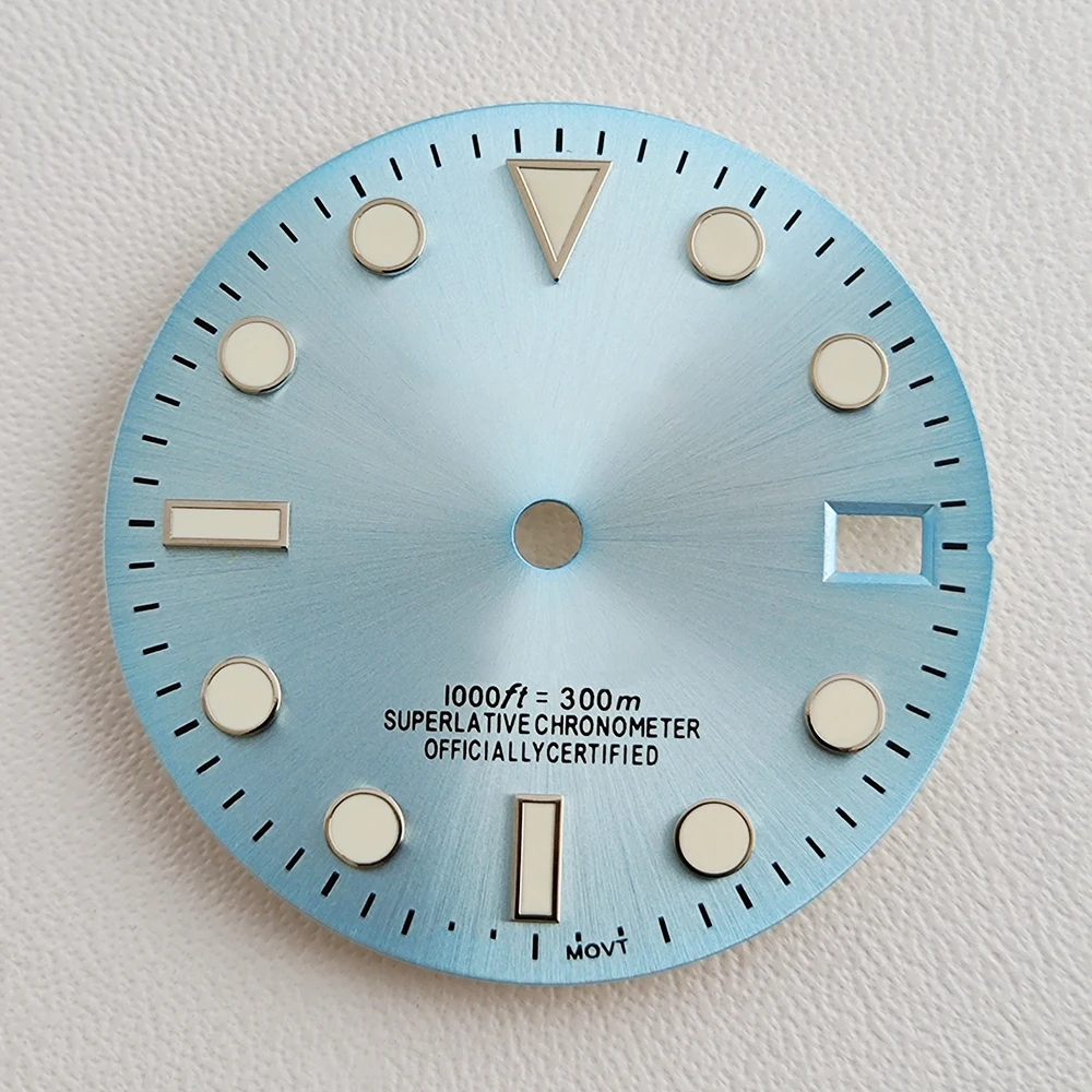 NH35 Zifferblatt 28,5 mm grün leuchtendes S-Logo SUB Mariner-Uhrenzifferblatt geeignet für NH35-Uhrwerk Uhrenzubehör Uhrenreparaturwerkzeuge – Detail 4