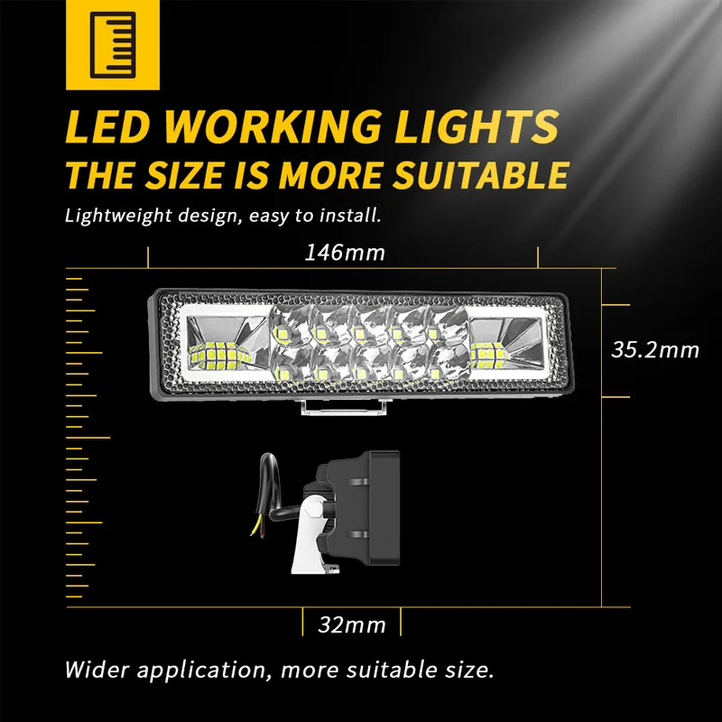 16Leds Strobe LED Light Bar Amber White Amber Flash for Offroad 4x4 ATV SUV Motorcycle Truck Trailer Car Accessories DC9-30V