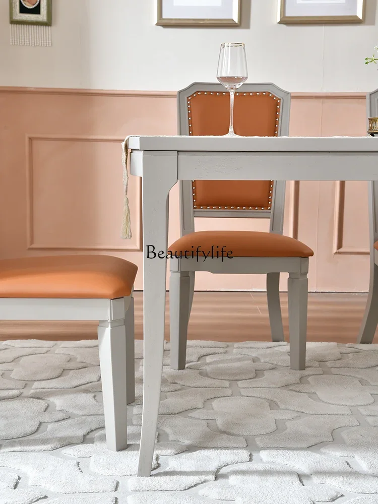 LJY**Light luxury American dining table solid wood dining table and chairs modern simple restaurant furniture