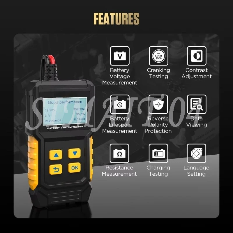 100-2000 CCA Automotive Alternator Tester, Digital Car Truck Battery Analyzer