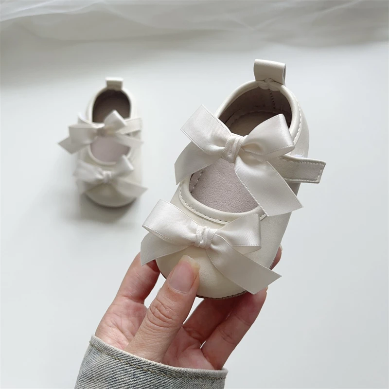 Spring Autumn Baby Girls Shoes Newborn Birthday Party Bow Princess Shoes Non-slip Soft Sole Toddler Kids Infant Walking Shoes