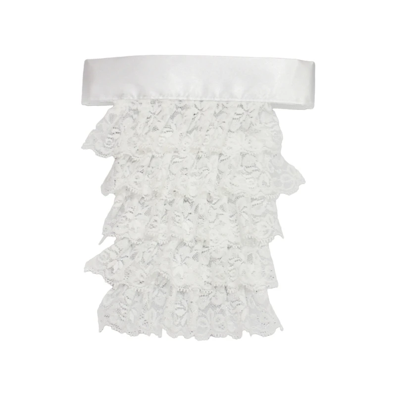 

4 Layered Ruffle Lace Jabot False Collar Steampunk Victorians Colonial Necktie