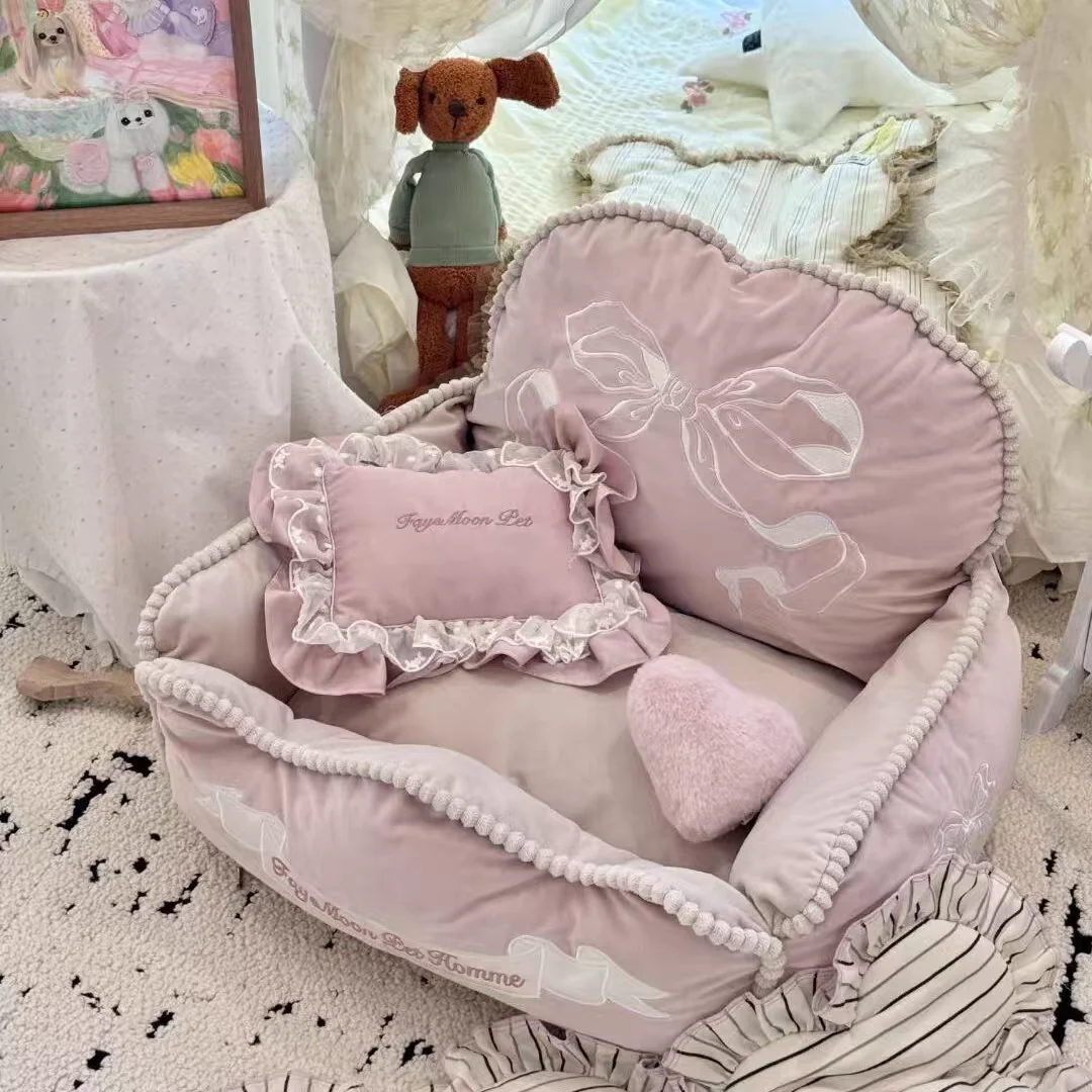 Korean style detachable and washable autumn and winter princess style dog and cat bed