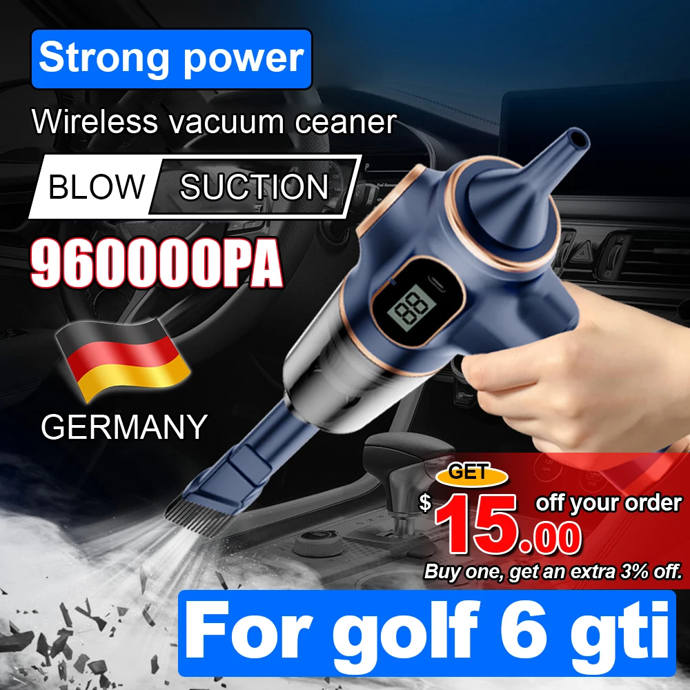 Wireless Car Vacuum Cleaner 120W Mini Handheld Portable High-power Suction and Blowing Integrated Vacuum Cleaning For golf 6 gti