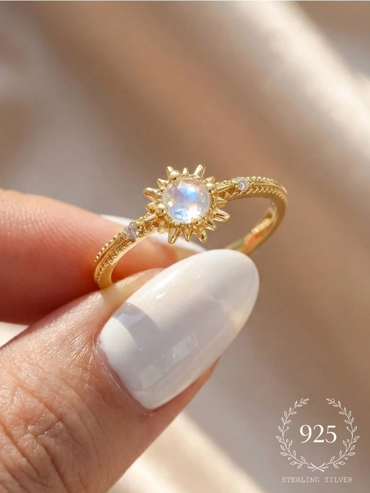 Anillo de Plata de Ley 925 Personalizado con Circonita Brillante en Forma de Sol para Mujer, Anillo de Compromiso, Boda, Joyería de Lujo de Alta Calidad