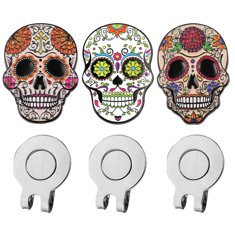 Premium Golf Ball Marker with a Standard Magnetic Hat Clip, Skull Golf Ball Marker Hat Clip for Men Women