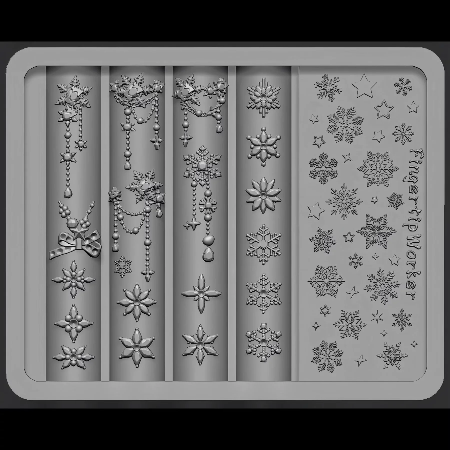 1Pc Handmade Christmas Chain Bows  Chain Lace Bow 3D Acrylic Mold Nail Art Decorations  DIY Silicone Nail Templates