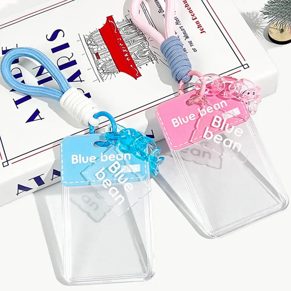 Acrylic Slipcover Credential Holder Anti-lost Employee Id Reel Holder INS Card Holder Pendant For Cards Retractable Keychain