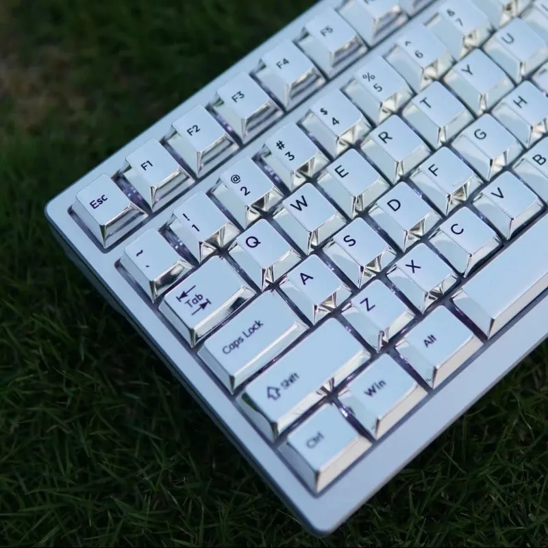 Zilveren metalen keycaps Cherry profiel zinklegering aangepaste sleutel caps mechanische toetsenbordaccessoires ondersteunt ROG AngerMiao 108