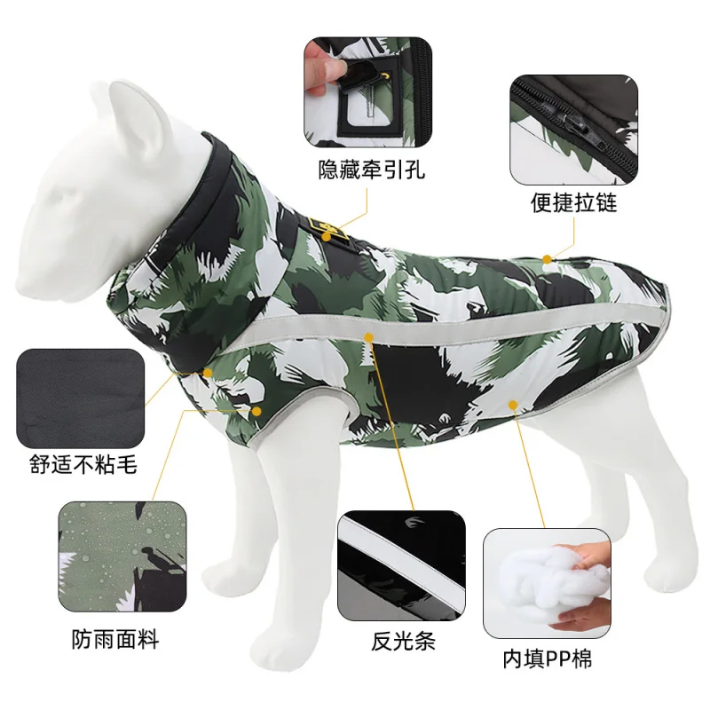 New Pet Clothes Autumn and Winter Warm Dog Clothes Big Dog Reflective Thickened Cotton Padded Clothes