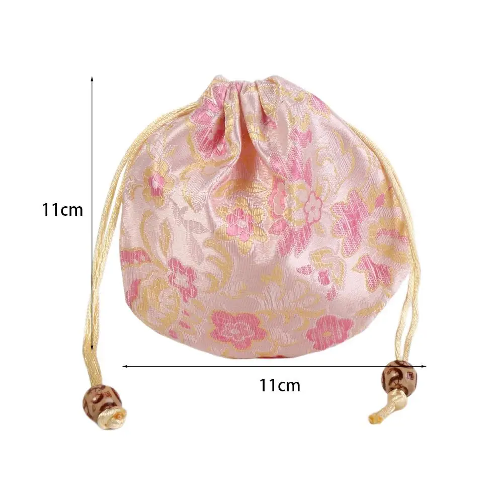 Saco De Cordão De Flor De Bordado Floral Bolsa De Moedas Frisada Carteira Estilo Chinês Embalagem De Jóias Estilo Étnico