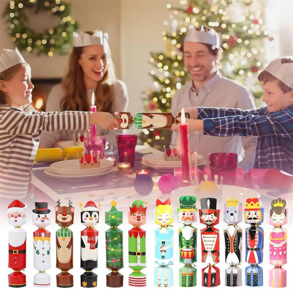 24 Uds. De recuerdos navideños sin broche para mesa de fiesta, cajas de galletas DIY para adultos y niños, decoraciones para cena, juegos de vacaciones en inglés británico