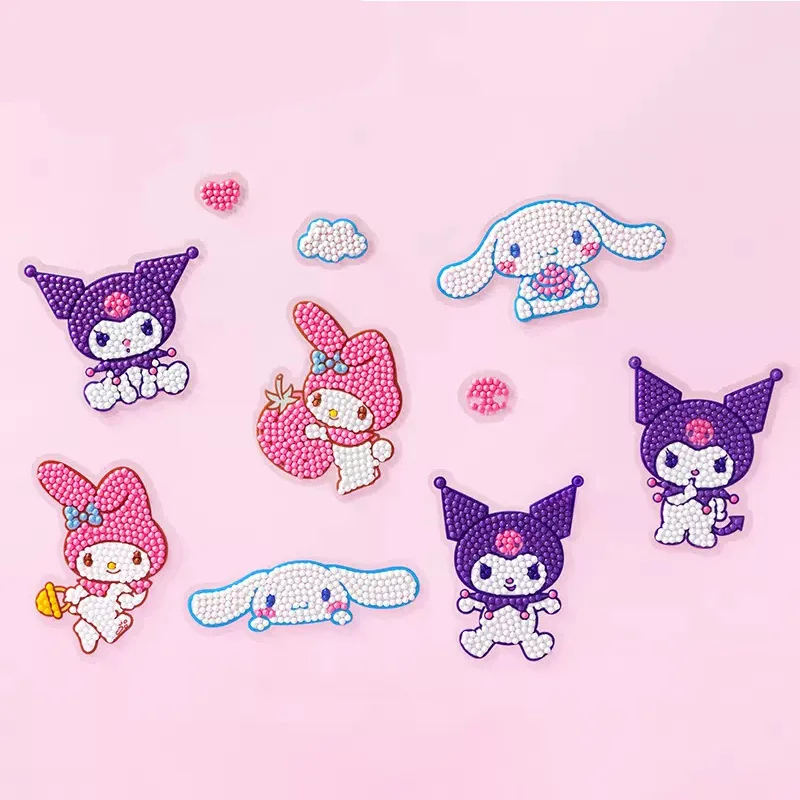 Sanrio Cinnamoroll Kuromi Cute Cartoon DIY Creative Fun Handmade Color Diamond Sticker Pack