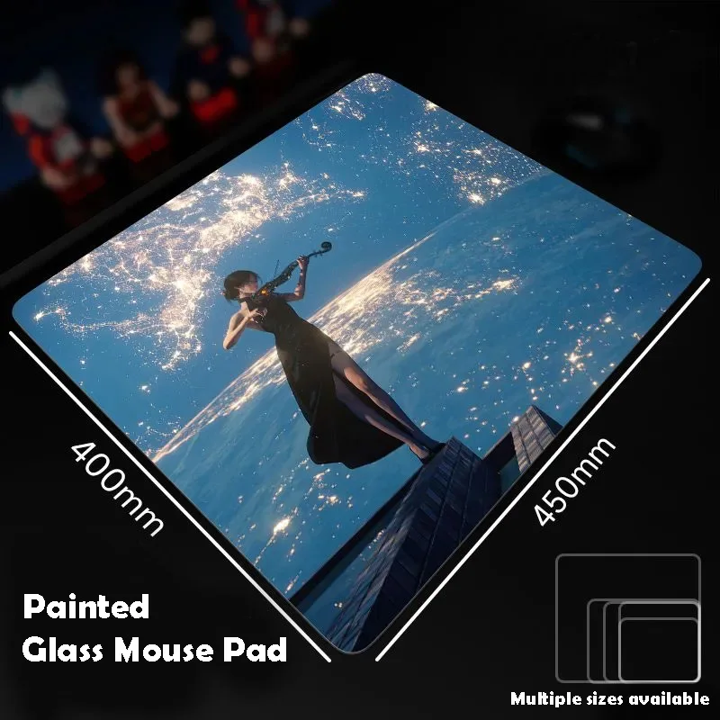 

Стеклянный коврик для мыши «Скрипка» для девочек, игровой коврик для мыши Sora, индивидуальный узор, закаленный гладкий коврик для игрового стола, Fps, киберспортивный офисный игровой коврик